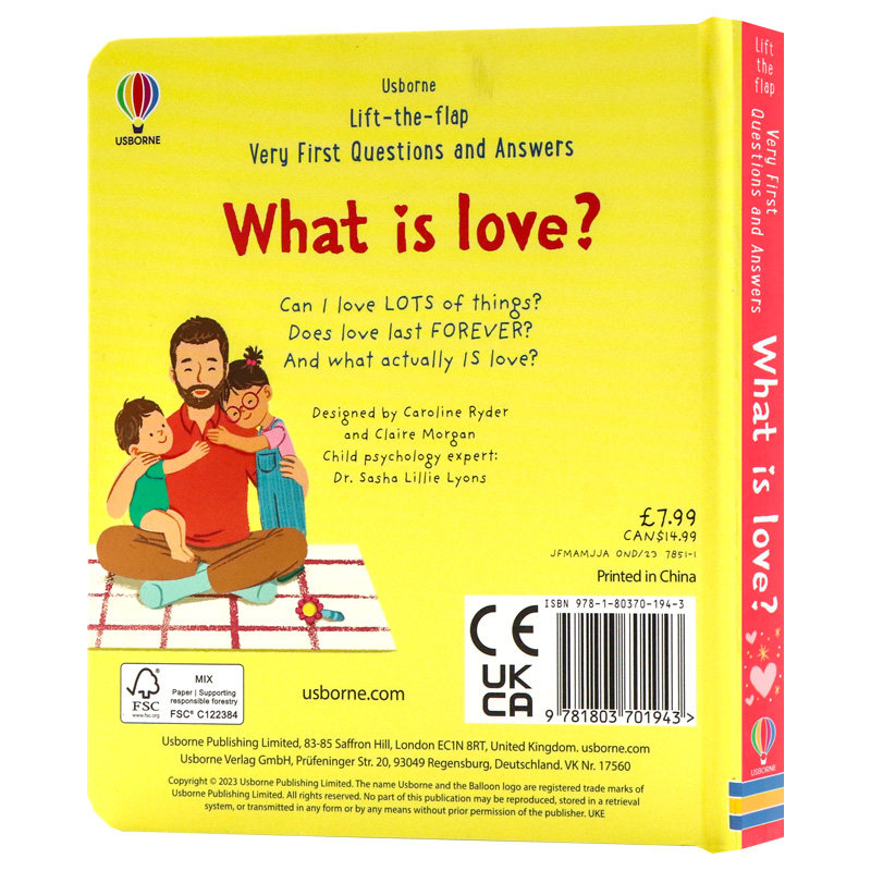Usborne出品 问与答系列 爱是什么 What is love 英文原版绘本 儿童英语启蒙图画纸板翻翻书 生活习惯 温馨亲子阅读 进口书籍
