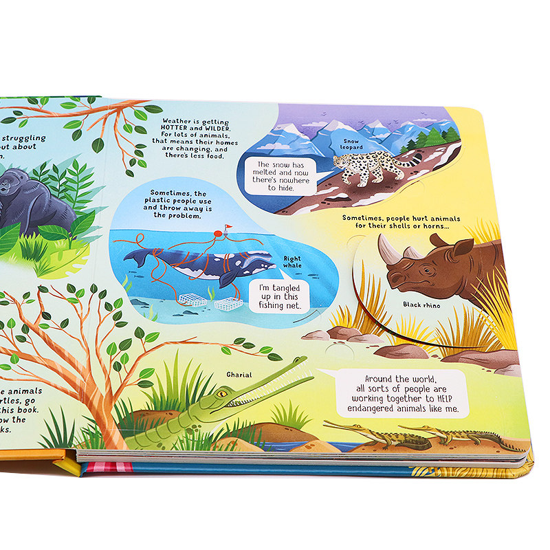 Usborne看里面揭秘系列 濒危动物 英文原版绘本 Look inside Animals in Danger 儿童启蒙英语纸板翻翻图画书 科普百科书 尤斯伯恩