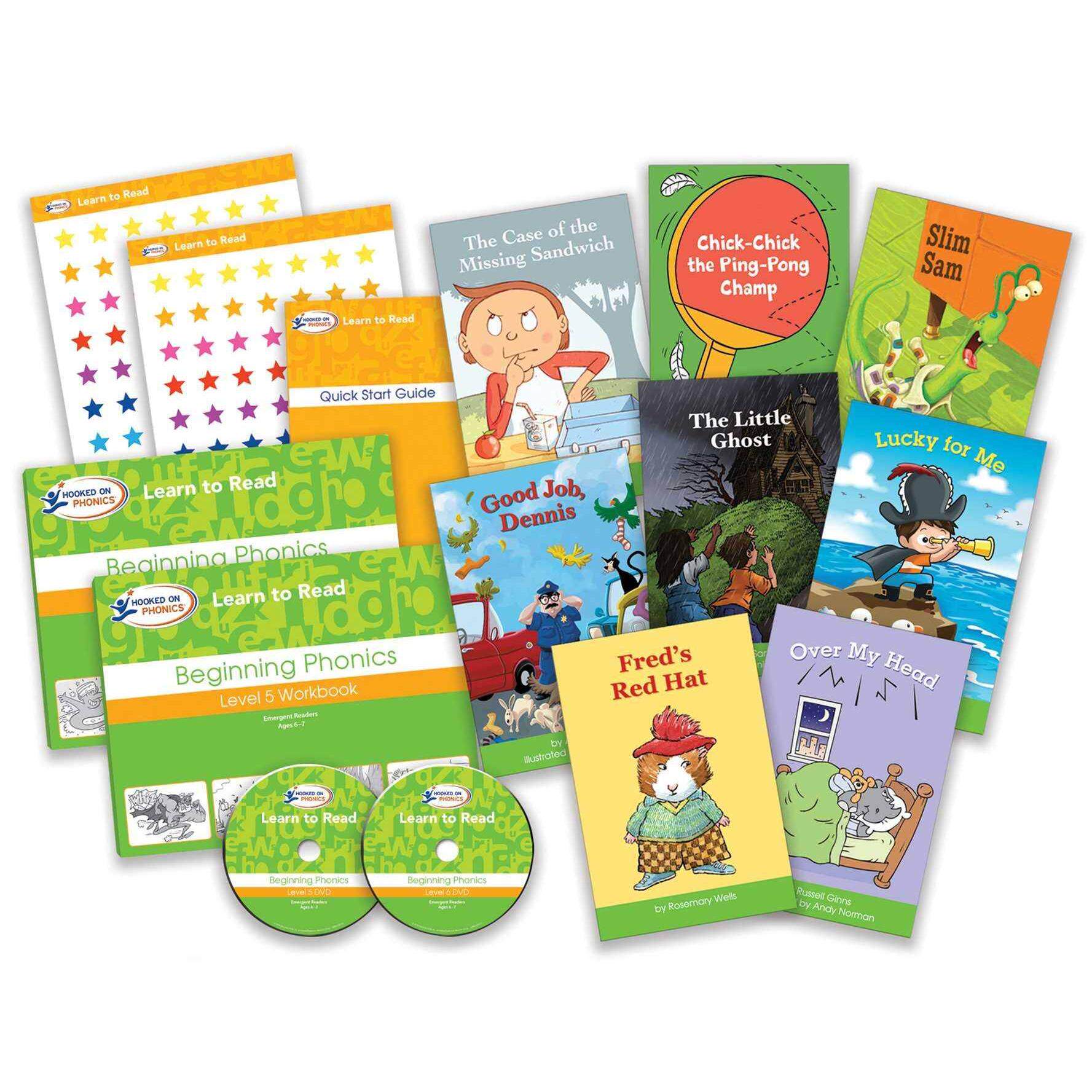 英文原版 自然拼读教材迷上语音 Hooked on Phonics Learn to Read First Grade Level 5-6 儿童英语教材字母系列附DVD