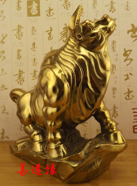 特大号铜牛纯铜牛摆件黄铜招财牛牛气冲天抬头生肖华尔街牛工艺品