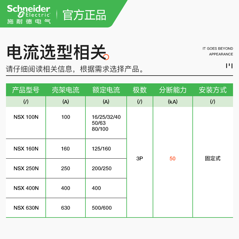 施耐德空气开关塑壳断路器NSX160N125A100A 250N 3P200A 分断50kA - 图0