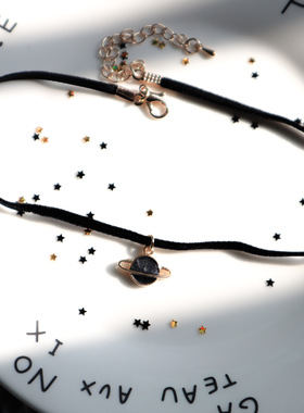 choker日系软妹风黑色蕾丝锁骨链