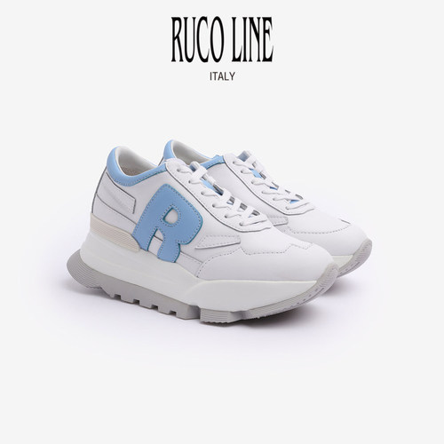 【品牌经典款】Ruco Line如卡莱牛皮小白鞋休闲百搭厚底7cm增高鞋 - 图1
