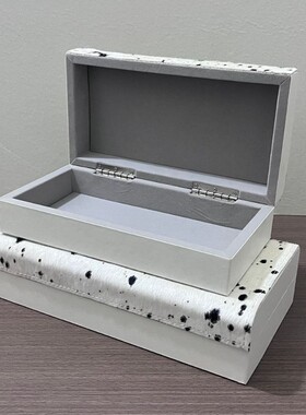 现代简约马毛皮革装饰盒首饰盒收纳创意摆件桌面衣帽架酒店样板间