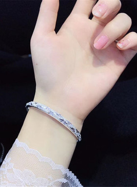 足银9999满天星手镯实心女银手环