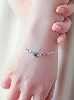 925银日式轻奢鸢尾ins女森系手链