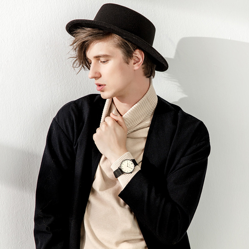 飞亚达唯路时男士手表石英表超薄防水真皮带学生韩版简约复古正品