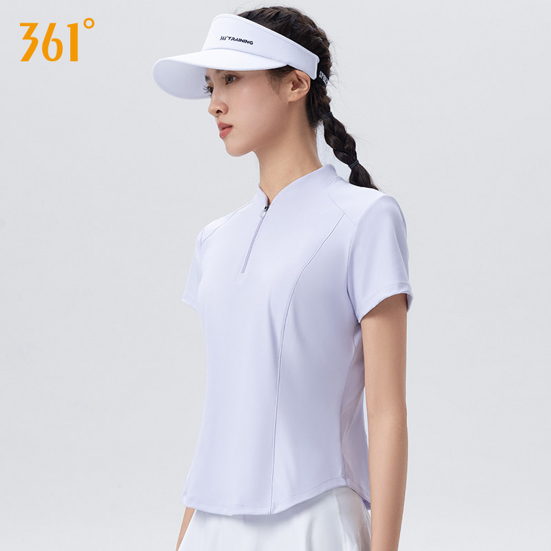 361运动上衣女半拉链短袖t恤夏季紫色修身跑步羽毛球健身服瑜伽服,淘宝优惠券,粉丝福利购,淘宝优惠卷