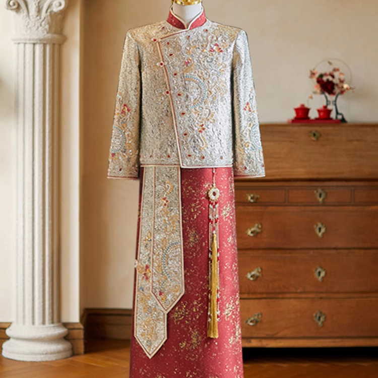 新郎结婚礼服中山装套装2025新款复古唐装男士喜服中式男装中国风,淘宝优惠券,粉丝福利购,淘宝优惠卷