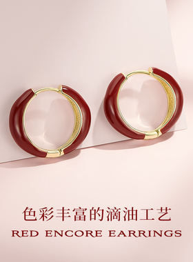JAY复古红色耳环高级感轻奢耳饰