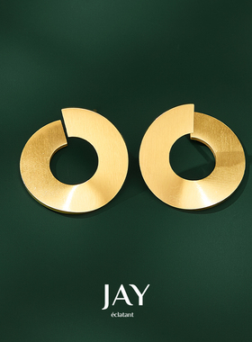JAY欧美夸张C字耳钉金色耳环