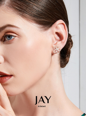 JAY五瓣镂空花朵耳钉通勤耳环女