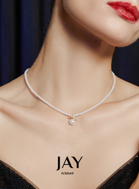 JAY新款蝴蝶仿珍珠项链锁骨链
