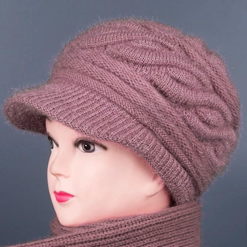 秋冬季贝雷帽女士中老年妈妈帽加绒加厚护耳保暖针织毛线帽子 - 图0