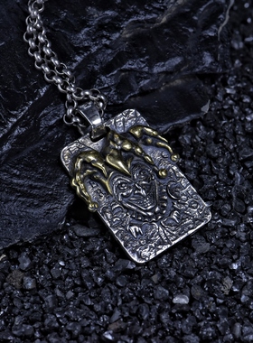 S925纯银扑克大小王小丑吊坠个性复古精工泰银嘻哈男士挂饰银饰女