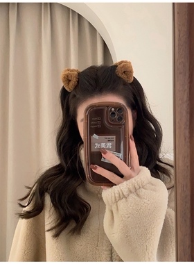 甜美羊羔毛猫耳朵发夹女前额侧边刘海碎发小抓夹可爱公主头发卡头