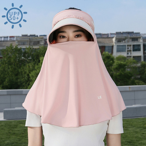 防晒帽女夏季冰丝轻薄百搭遮阳全脸护肩斗篷防紫外线骑车披肩帽子 - 图2