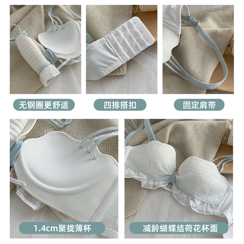 岚篇旗舰店夏季内衣女小胸聚拢无钢圈薄款透气白色学生高中少女日系bra文胸3