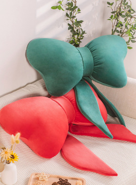 ins日韩一朵蝴蝶结抱枕腰靠枕头家居沙发摆件心棉花娃娃配饰