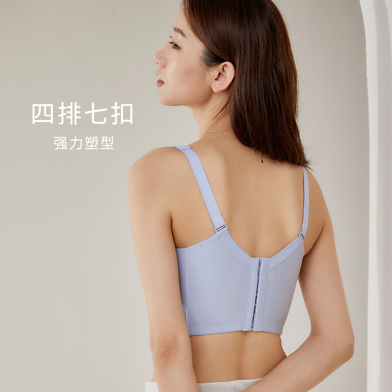 拾纤旗舰店内衣女大胸显小文胸罩夏季薄款无钢圈大码聚拢防下垂收副乳调整型2