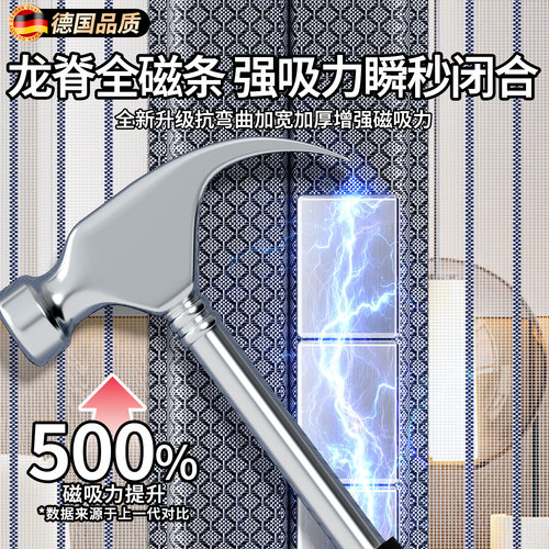 防蚊门帘全磁条金刚网强力磁性自吸纱门纱窗高档家用2026新款自粘 - 图0