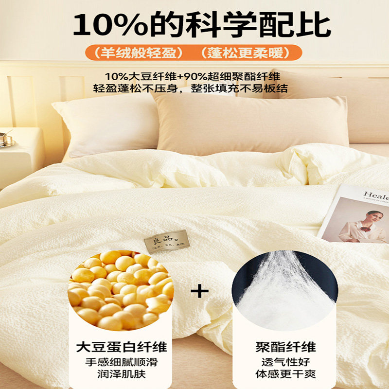 A类被子大豆纤维被冬被冬季加厚保暖棉被春秋被学生宿舍单人被芯,淘宝优惠券,粉丝福利购,淘宝优惠卷