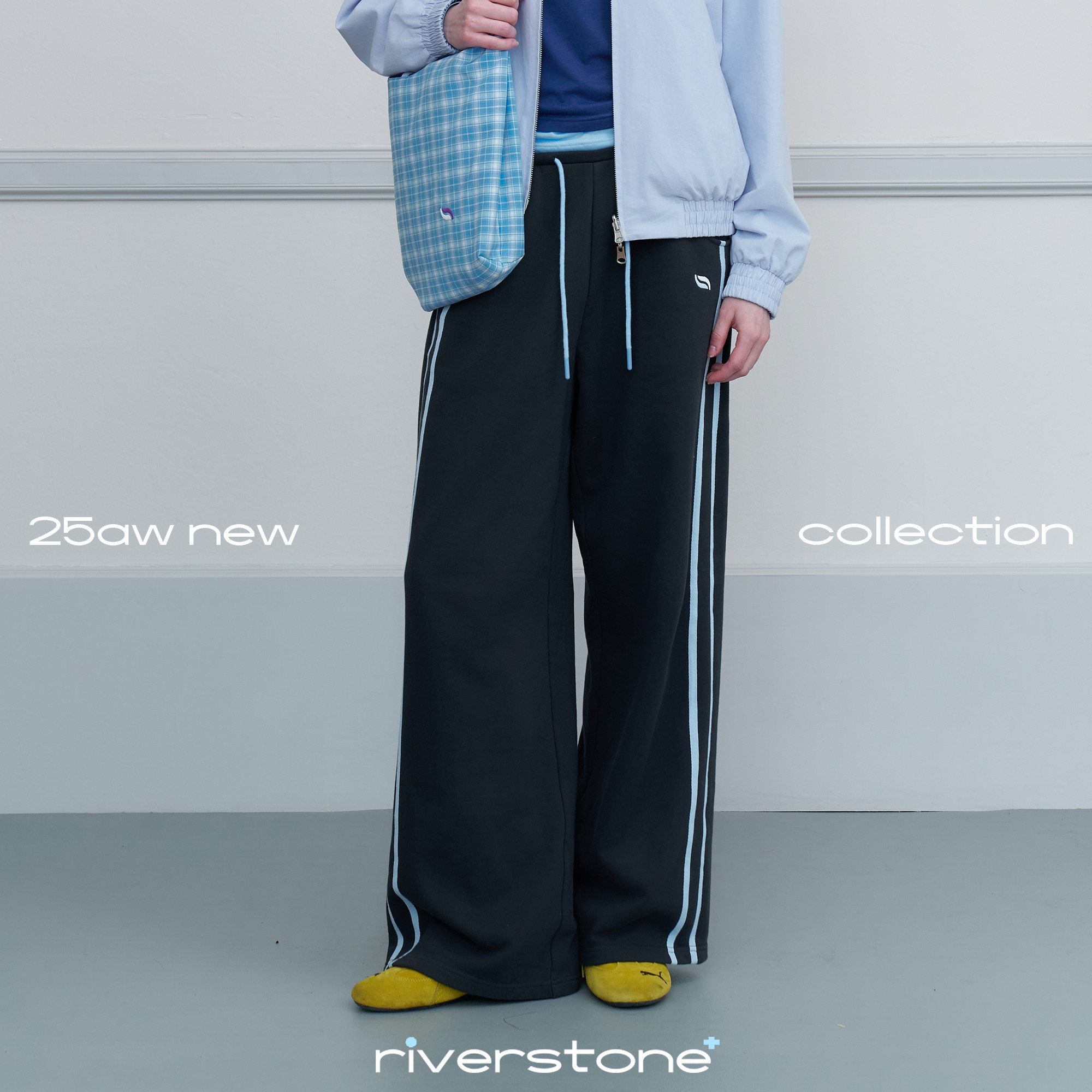 riverstone plus 宽松撞色运动裤女垂感卫裤春季直筒显瘦阔腿裤,淘宝优惠券,粉丝福利购,淘宝优惠卷