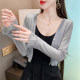 Cardigan ສີຂາວ chiffon ສໍາລັບແມ່ຍິງ, shawl ບາງທີ່ມີກະໂປງ suspender, ເສື້ອກັນແດດແຂນຍາວໃນລະດູຮ້ອນ, ເສື້ອຢືດ tulle