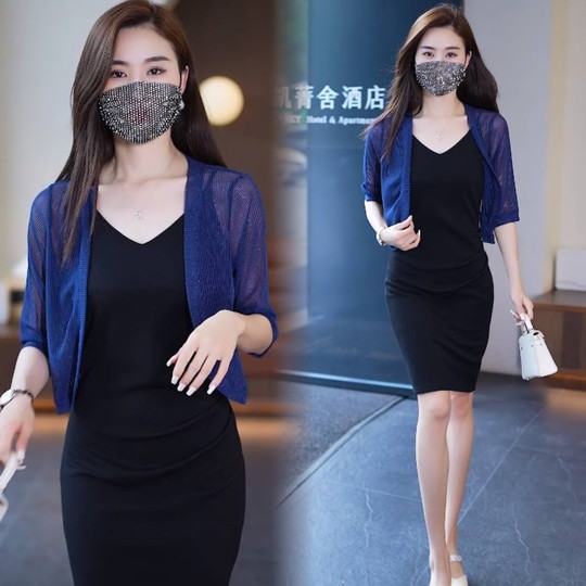 白色披肩配吊带裙的小外搭防晒罩衫女夏季开衫轻薄网纱小坎肩外套