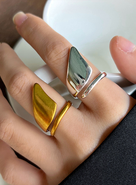 S925纯银不规则开口小众戒指