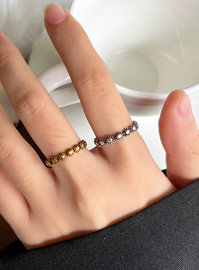 小雏菊925银复古不掉色女尾戒