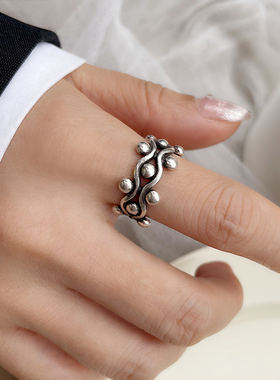 波浪圆珠戒指女冷淡风