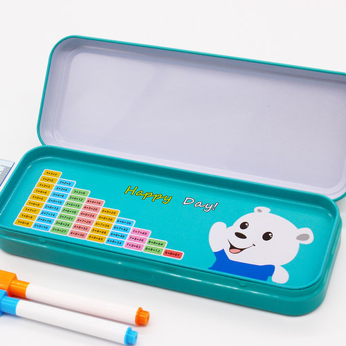 双层铁文具盒大容量铅笔盒男女韩版可爱简约笔盒儿童学生收纳盒 - 图0
