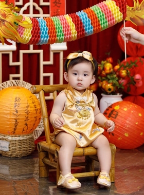 铜镀金保色如意锁宝宝项圈宝宝周岁金饰仿真百天长命锁锦鲤金锁