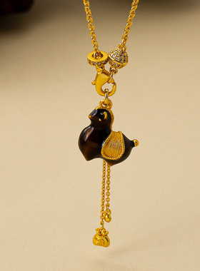 马上有钱唐彩珐琅吊坠锁骨链