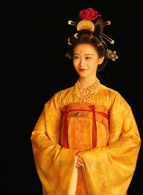 镀金发簪唐代宋明代莲花发钗古法汉服首饰U型钗簪刻汉服配饰