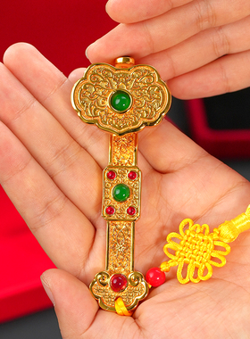 镀金吉祥如意手把件鎏金纯铜镀金工艺品把玩摆件生日抓周岁礼物