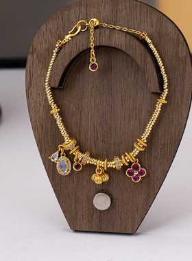 中古风锆石葫芦吊坠手链新中式文玩串珠手串精致时尚百搭气质手饰