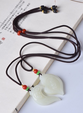 天然和田玉情侣吊坠心心相印爱心玉佩二合一双人挂件项链