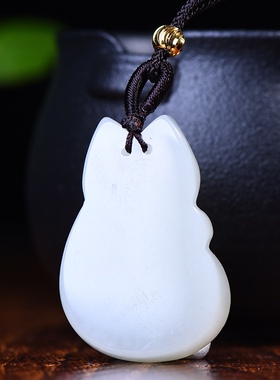 精致和田玉吉祥天使发财狐狸玉石挂件男女情侣款