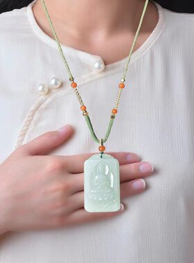 天然和田玉观音吊坠挂件玉牌润玉缘吊坠玉坠佛牌玉挂件天然玉石