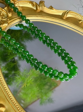 天然和田玉8mm碧玉项链女款阳绿颈链吊坠玉石手链手串珠子锁骨链