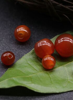 天然319-6-14mm红玛瑙大孔圆珠散珠子 孔径2-5mm DIY编织饰品厂家