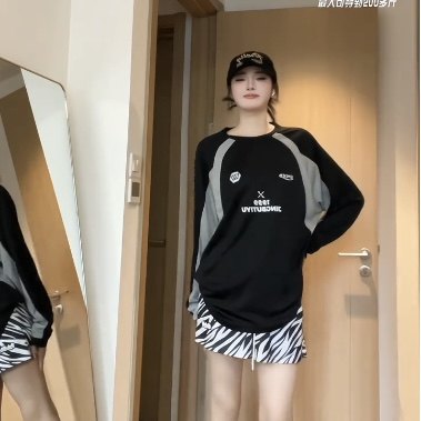 美式穿搭拼接撞色插肩袖长袖男女训练服T恤健身跑步打球运动体育,淘宝优惠券,粉丝福利购,淘宝优惠卷