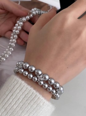 法式设计款双层珍珠星星手链女轻奢小众手串高级感手饰