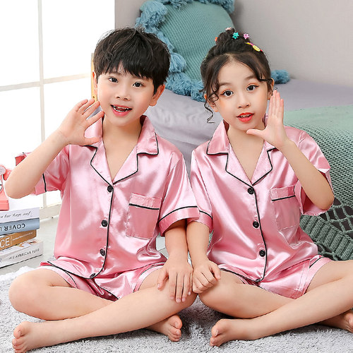 Girls Pajamas Set Summer Short Sleeve Children	s Slee - 图2