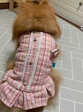 Princess Dog Cat Dress Hoodie Plaid Rose Design Pet Puppy S
