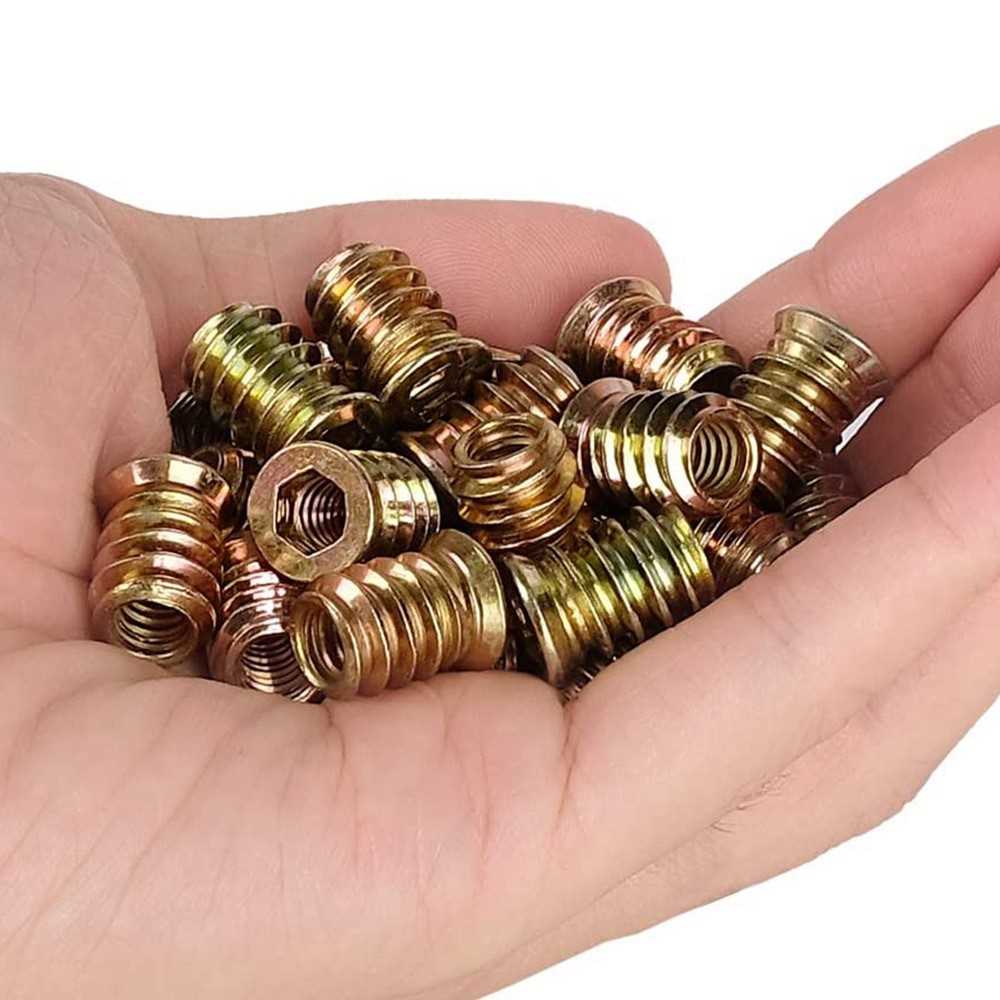 100Pcs 1/4inch-20 x 15mm Furniture Screw in Nut Threaded Woo-图1