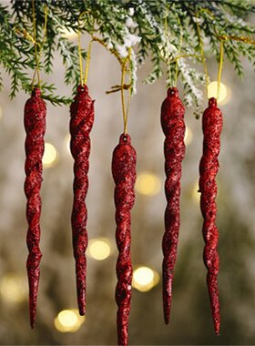 5pcs 1cm Simulation Ice Xmas Tree Hanging Ornament Fake Ici