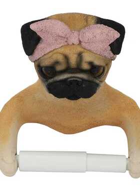 Decorative Resin Pug Dog Tissue Box Roll Holder Durable Bath